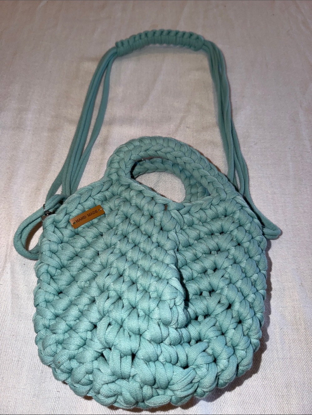 Hand Crocheted Knitted Purse Teal Blue